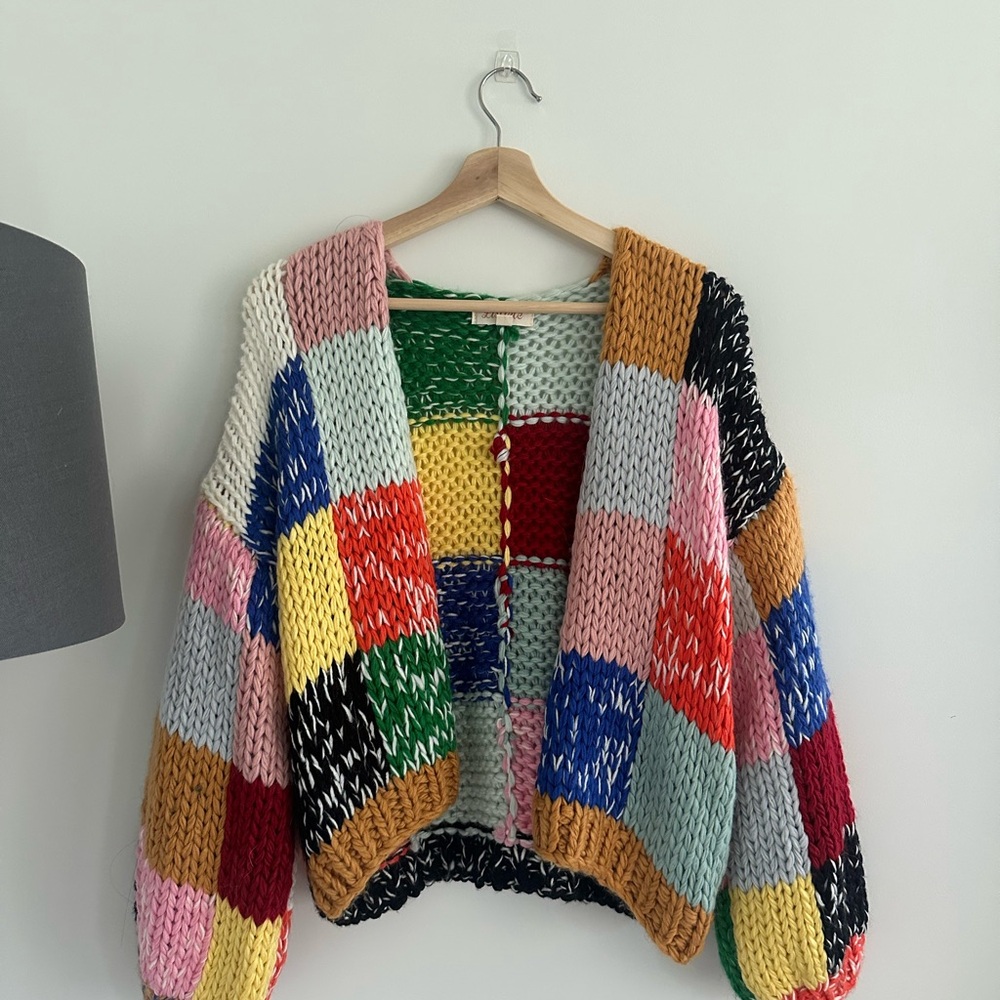 Colorful Patchwork Knit Sweater